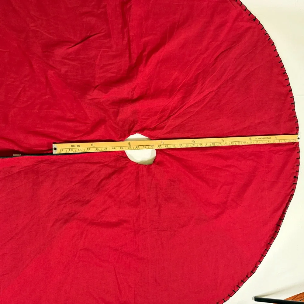 Felt Christmas Tree Skirt Red Green Snowman Tree Appliqué 44